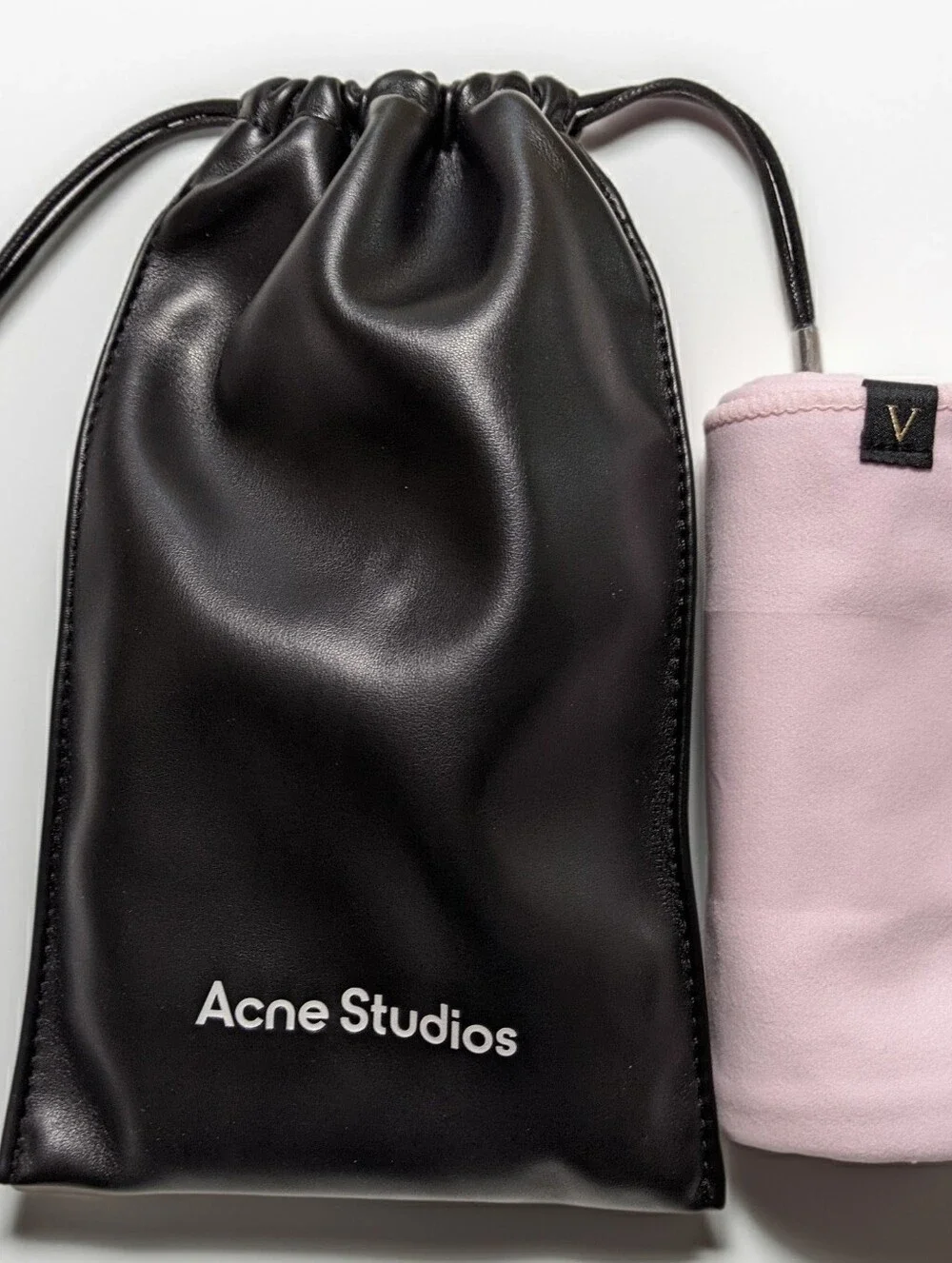 New Acne Studios black leather drawstring Pouch + VS Microfiber Sports Towel